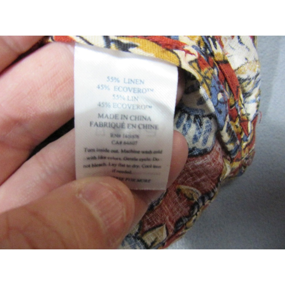 Faherty Tank Top Womens Linen Blend Floral Print Red Blue Square Neck Small - Picture 4 of 11